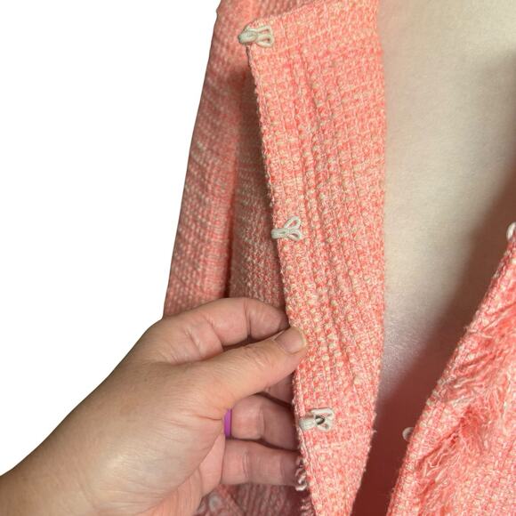 Alice And Olivia Coral Tweed Jacket Women's Small Lined Preppy Prep Coastal - Picture 5 of 12